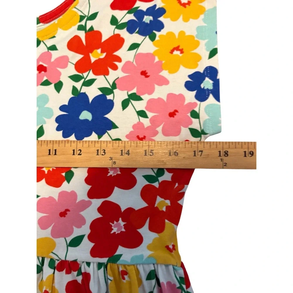 Hanna Andersson Floral Dress Girl US 6-7 120 Multicolor Short Sleeve Cotton Knit